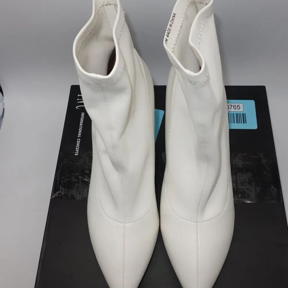NEW INC International Concepts Women' s 11 White Bray Pointed Toe Ankle Booties